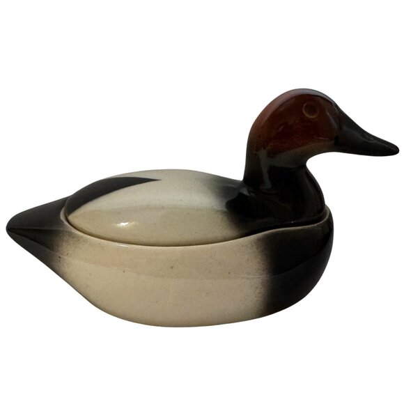 Vintage Ceramic Mallard Duck Trinket Box With Lid Catch All Home Decor - Picture 2 of 13